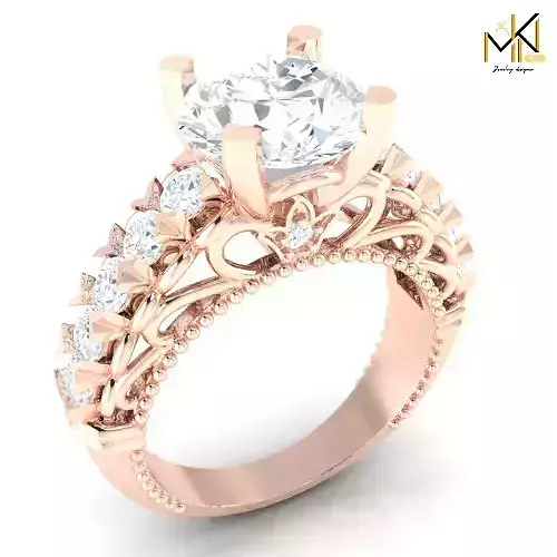 Vintage Rose Gold Solitaire Engagement Ring