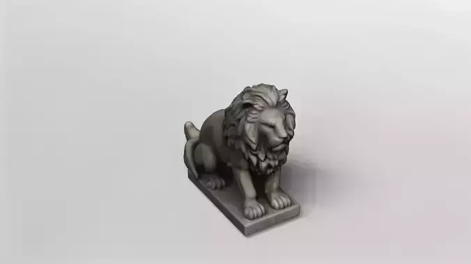 Regal Stone Lion Statue 3D Model
