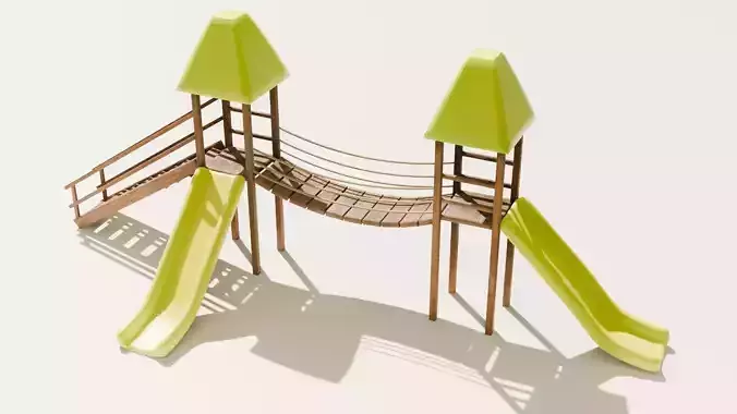 Playground castle with a slide