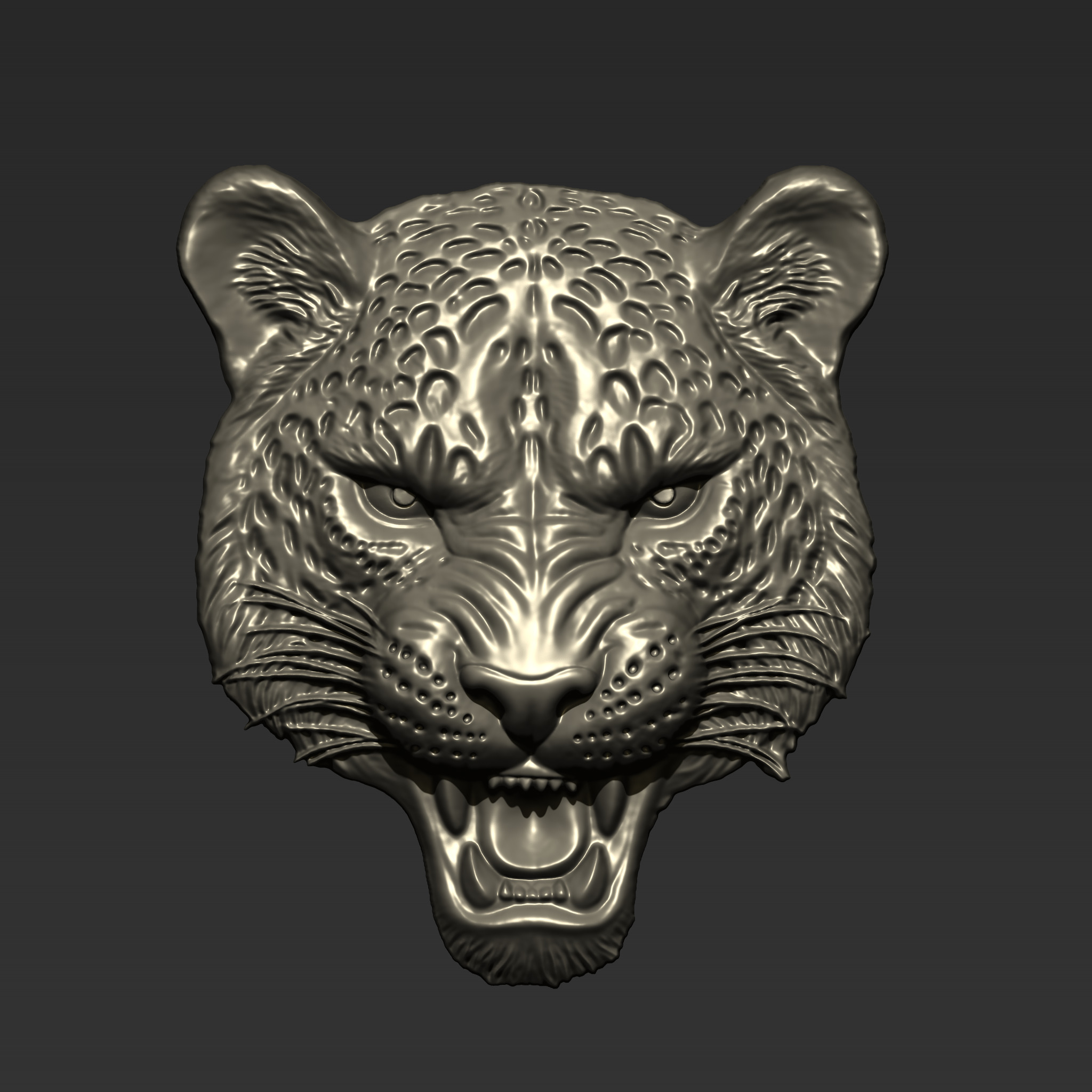 Angry Leopard Head  A73 3D print model_1