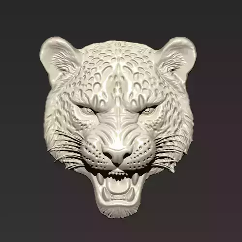 Angry Leopard Head  A73 3D print model
