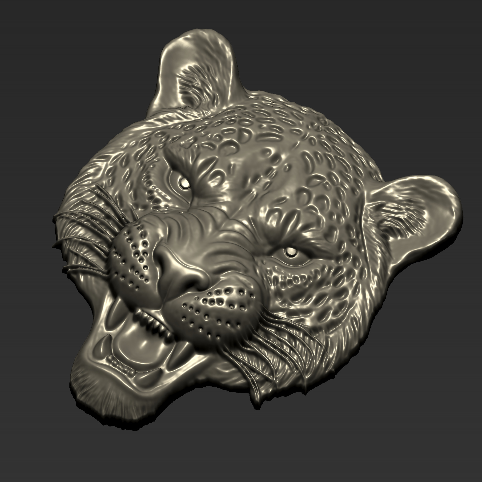 Angry Leopard Head  A73 3D print model_3