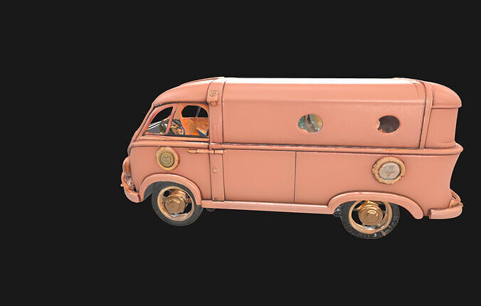 Steampunk Van 3D Model RetroFuturistic Victorian Era Low-poly 3D model 5