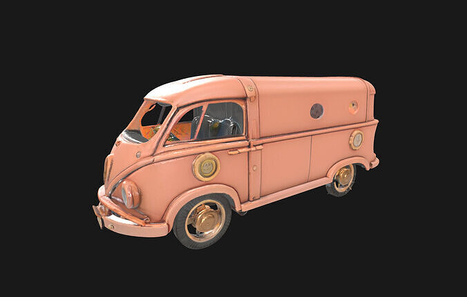 Steampunk Van 3D Model RetroFuturistic Victorian Era Low-poly 3D model 4