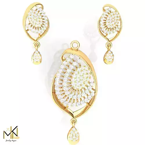 Spiral Bloom Designer Pendant Set  Gold AD Jewelry