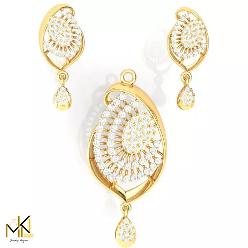 Spiral Bloom Designer Pendant Set Gold AD Jewelry 3D print model