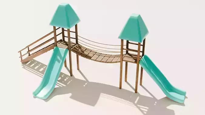 Playground castle with a slide