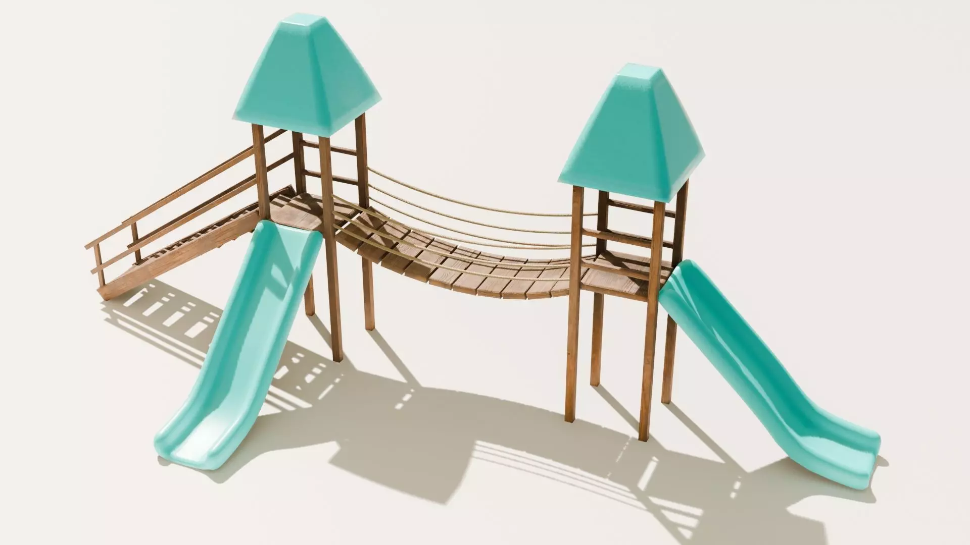 Playground castle with a slide Low-poly 3D model_0
