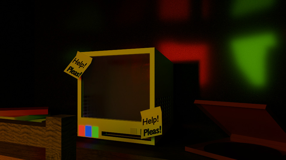 Horor room Low-poly 3D model_1