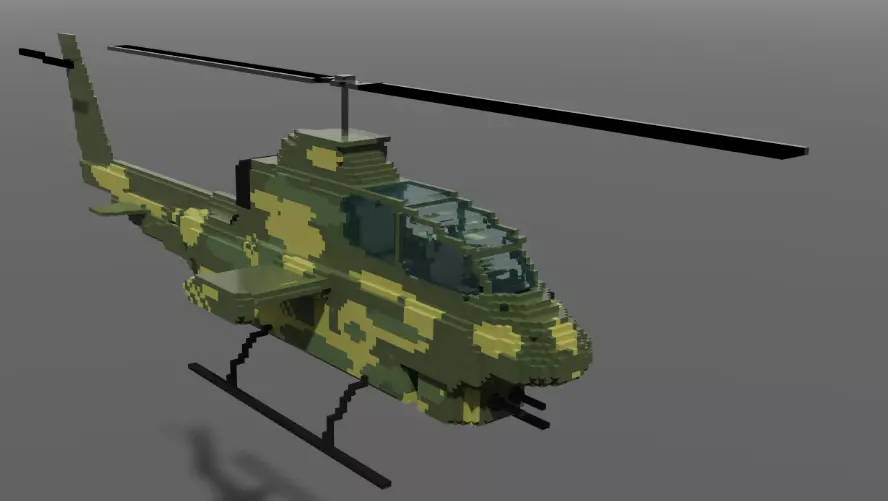 AH 1 Cobra voxel model  Low-poly 3D model_0