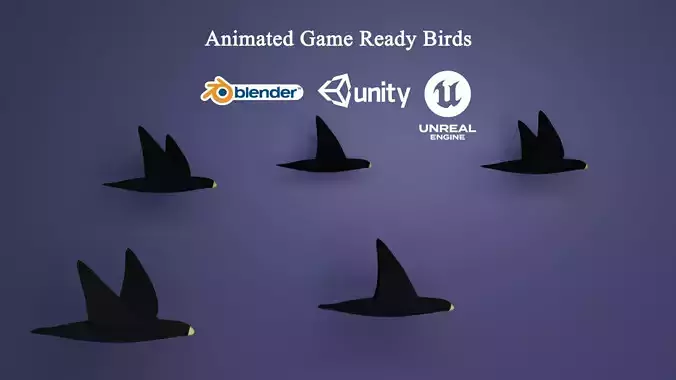 Animated Game Ready Birds Pack Low-poly 3D model