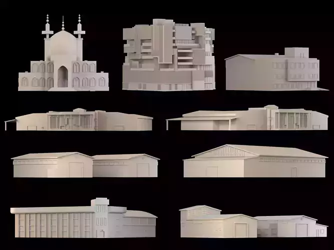 Low Poly Building Pack for 3D Printing in Dioramas