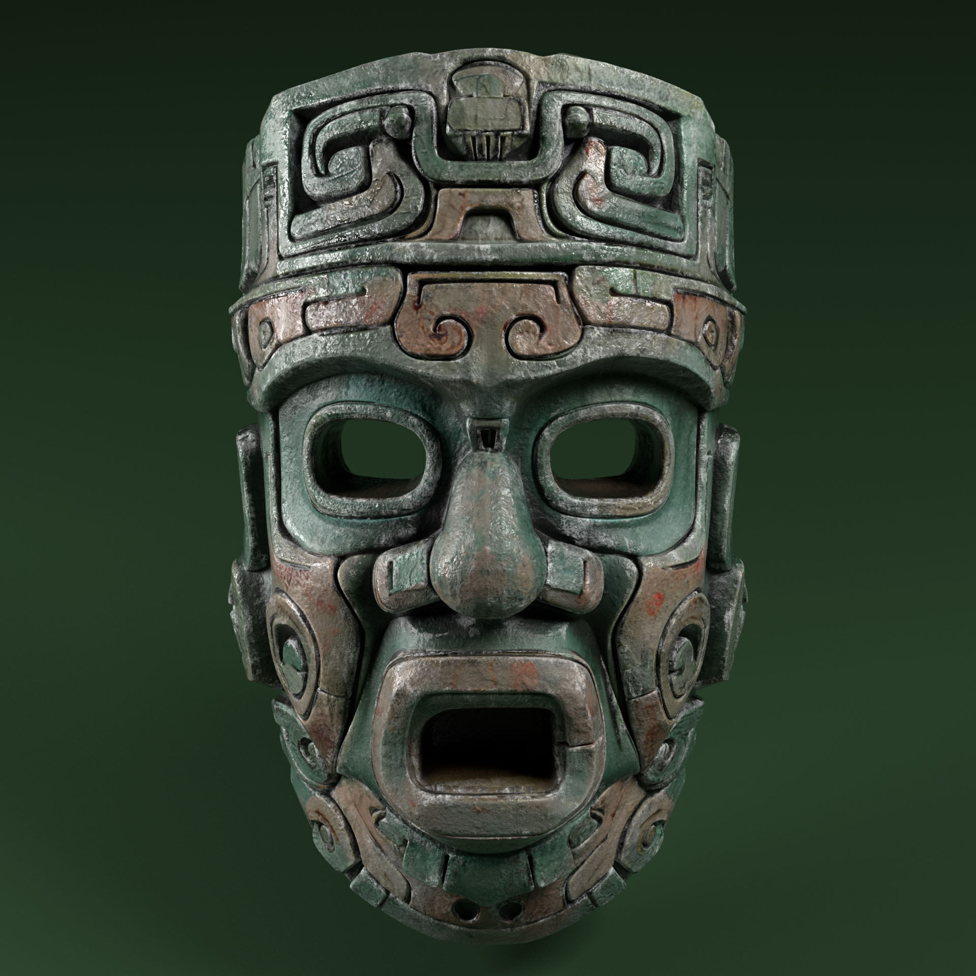 Maya Ceremonial Masks Pack Low-poly 3D model_16