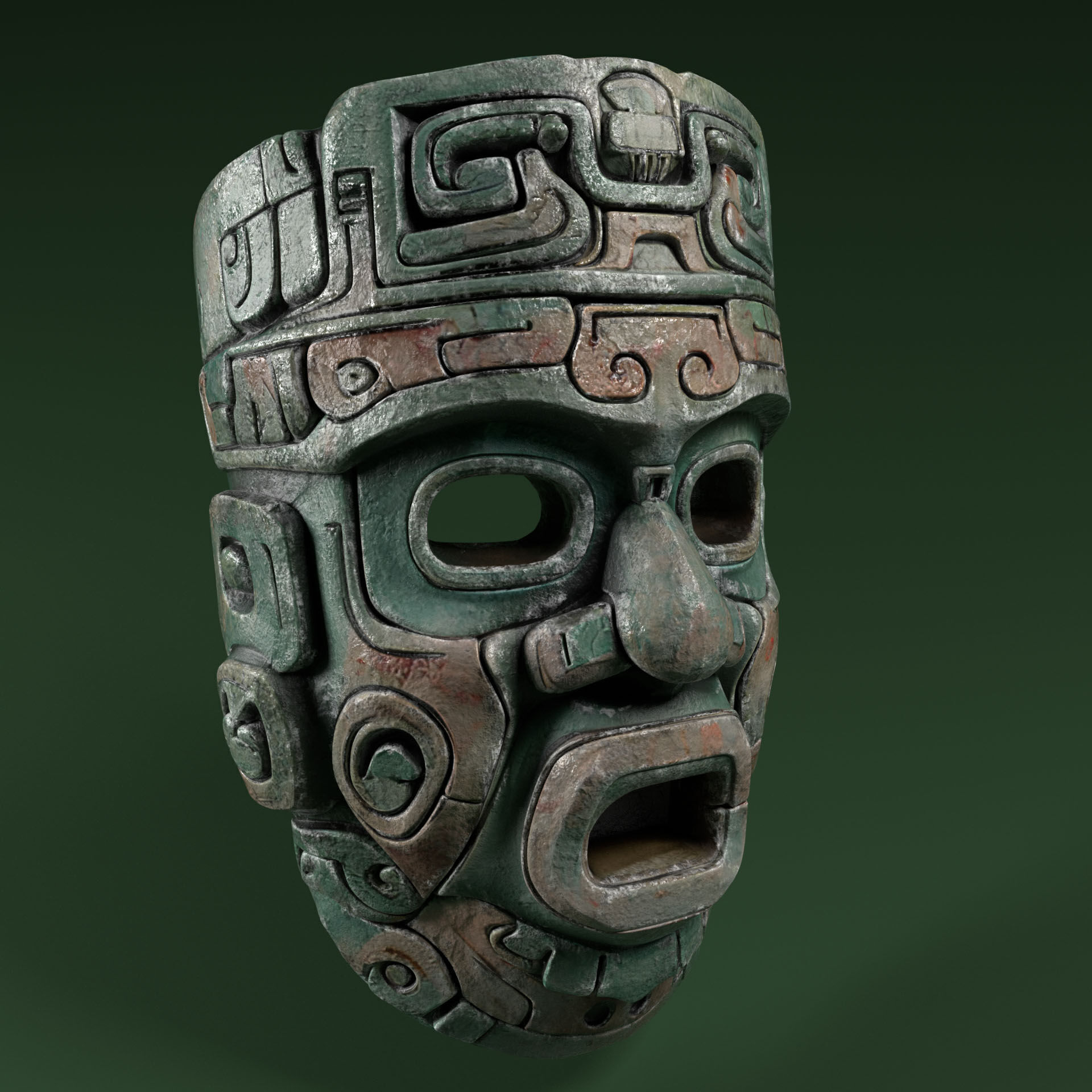 Maya Ceremonial Masks Pack Low-poly 3D model_17