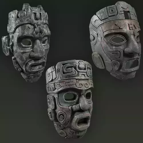 Maya Ceremonial Masks Pack Low-poly 3D model