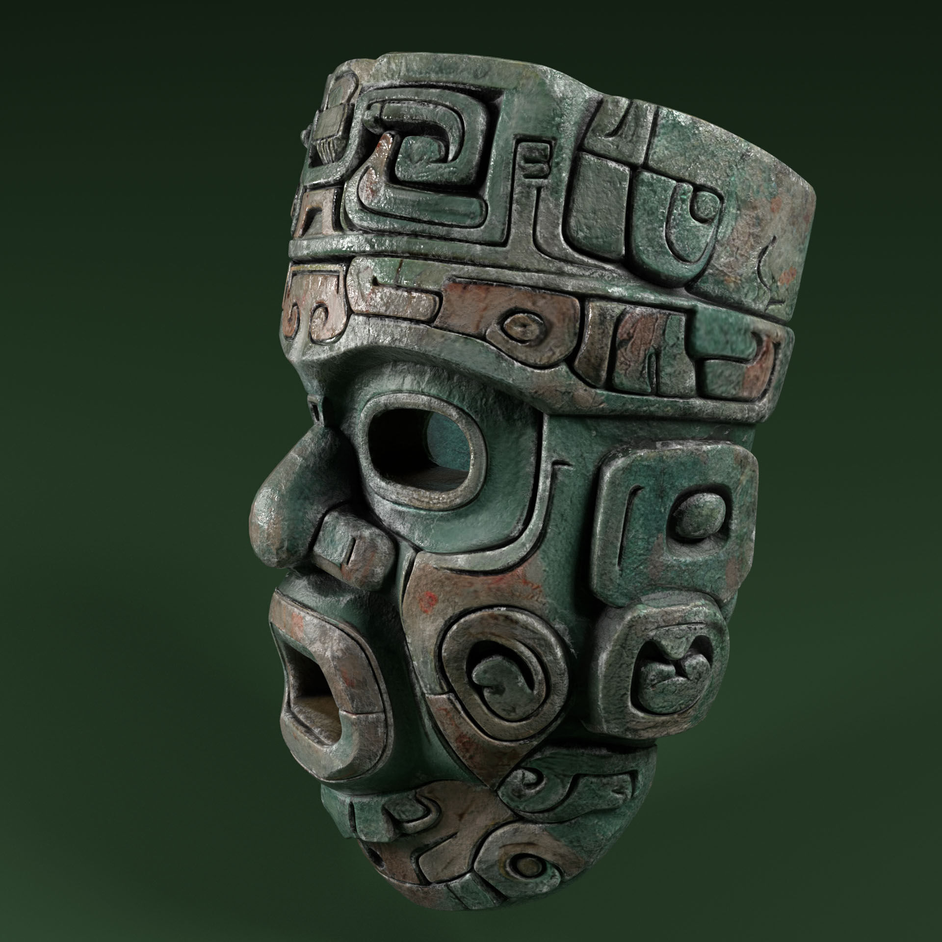 Maya Ceremonial Masks Pack Low-poly 3D model_26
