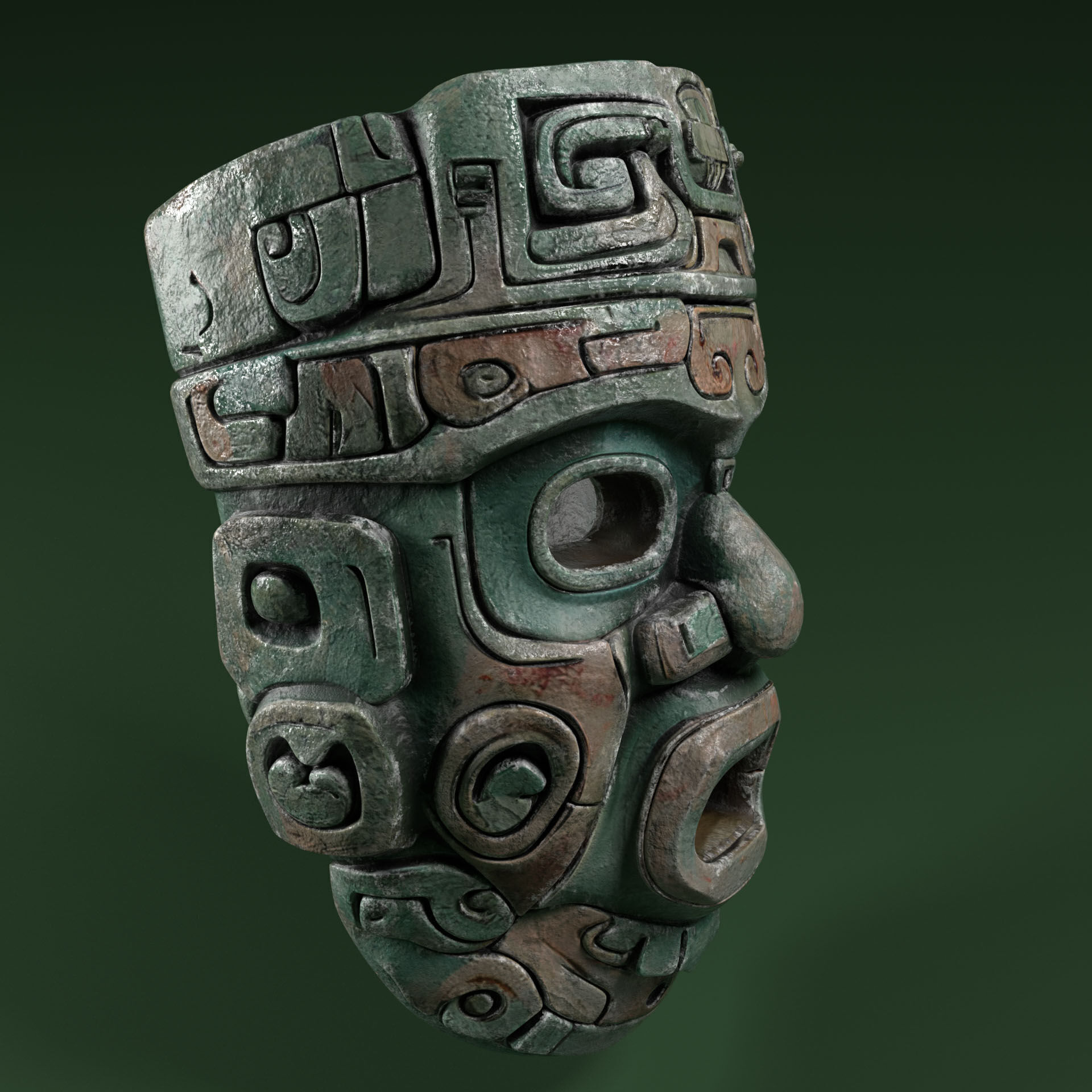 Maya Ceremonial Masks Pack Low-poly 3D model_18