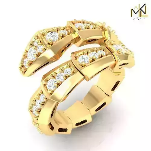 Twisted Serpent Diamond Snake Ring     Gold Designer Jewelry