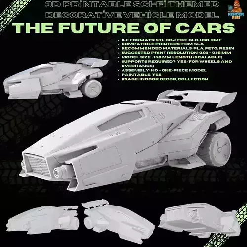 3D Printable Sci Fi Themed Decorative Vehicle Model 3D print model