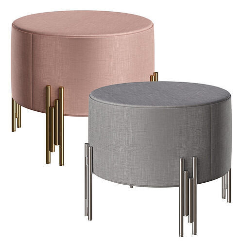 Large diameter pouf in loft style 3D model