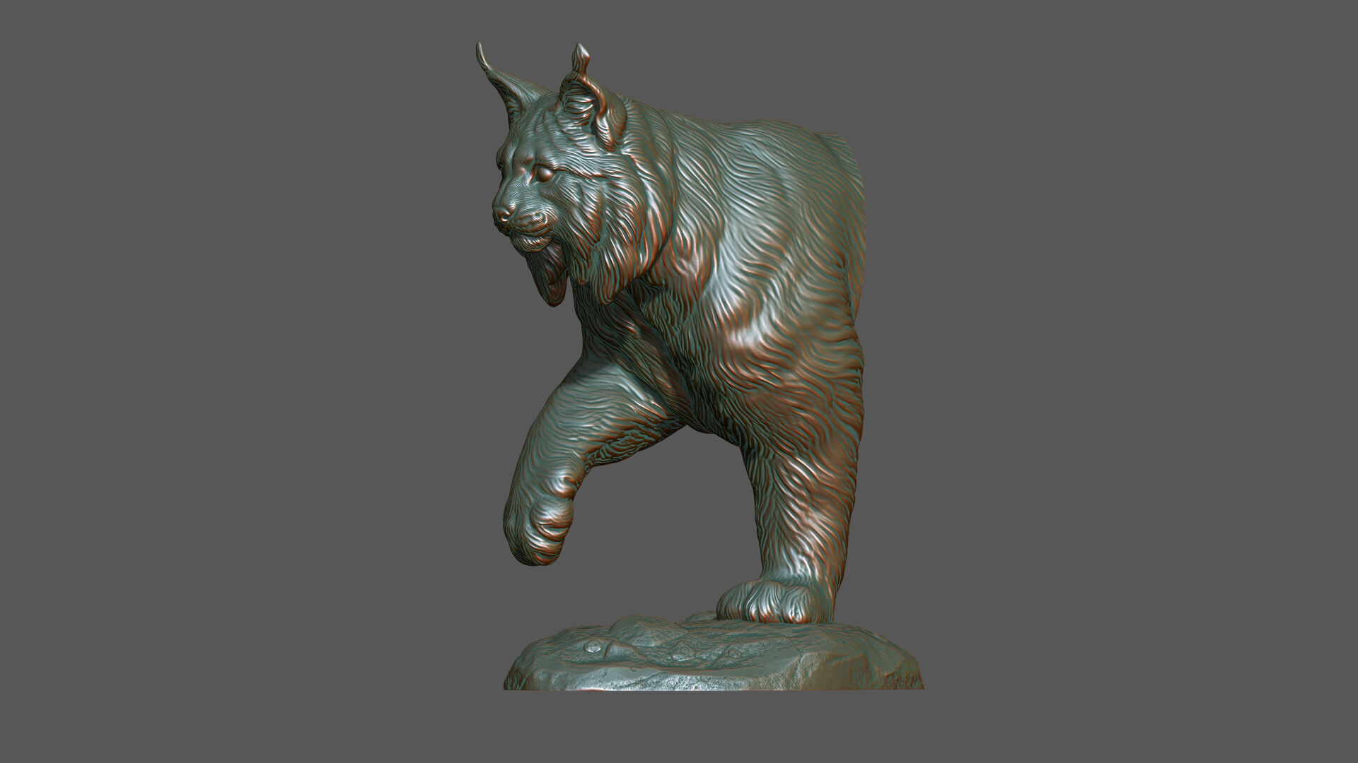 Lynx walking bust 3D print model_17