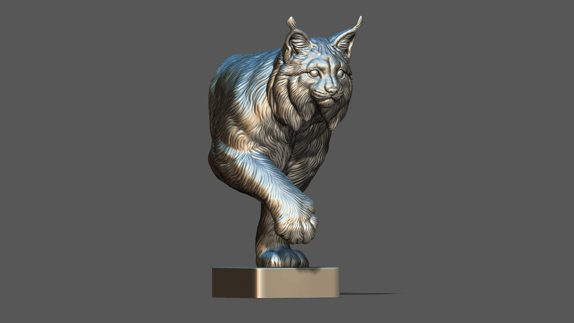 Lynx walking bust 3D print model_3