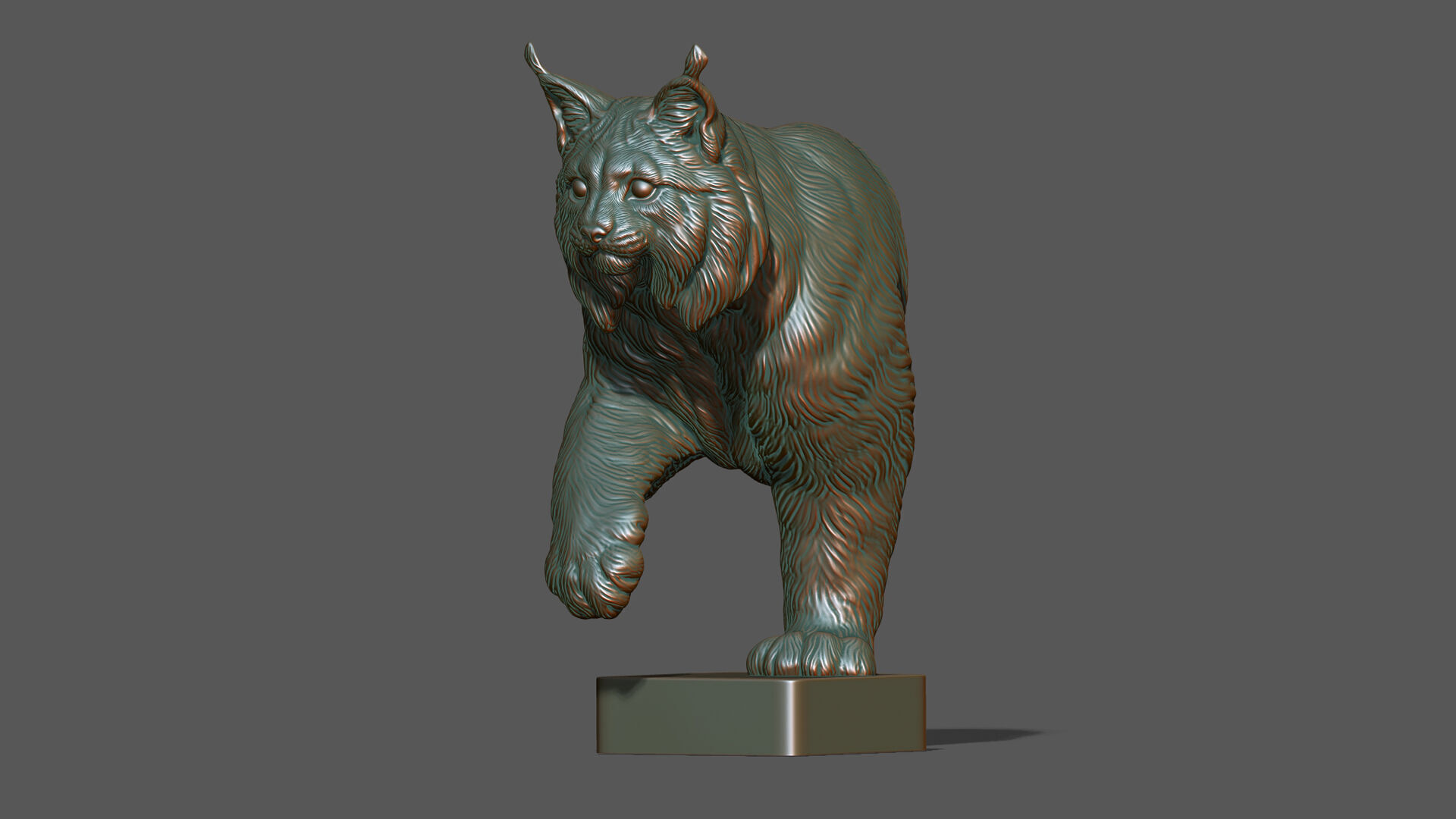 Lynx walking bust 3D print model_2