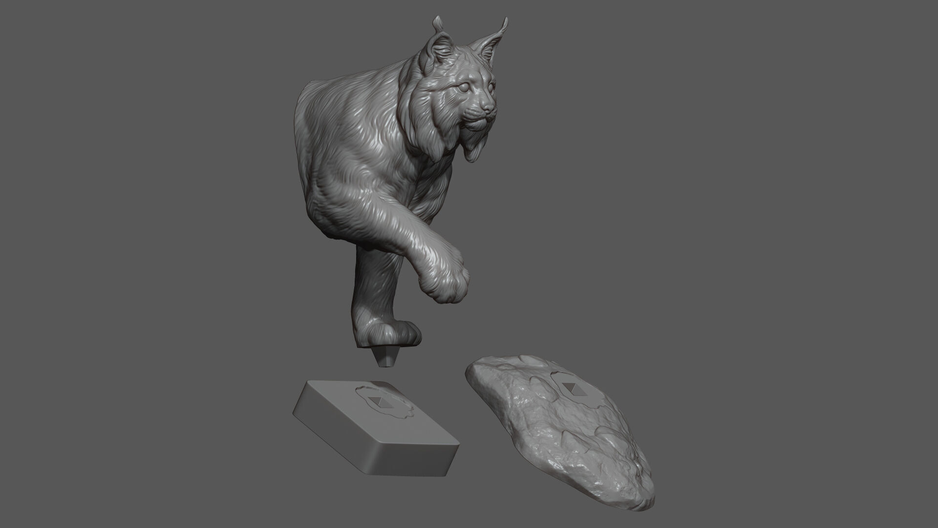 Lynx walking bust 3D print model_11