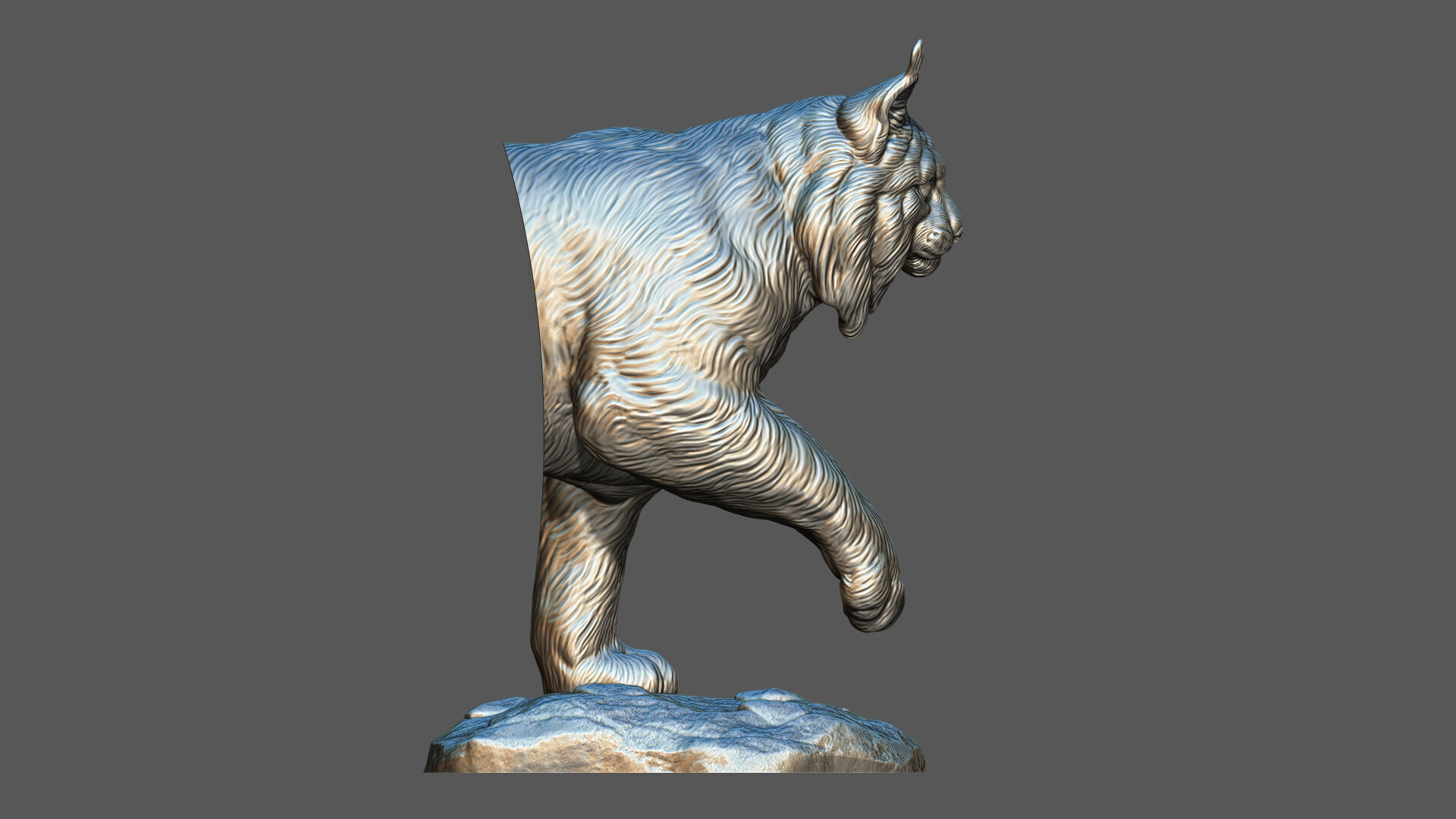 Lynx walking bust 3D print model_19