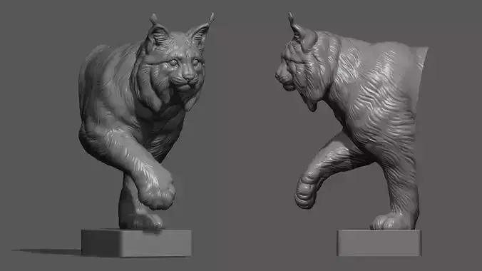 Lynx walking bust 3D print model