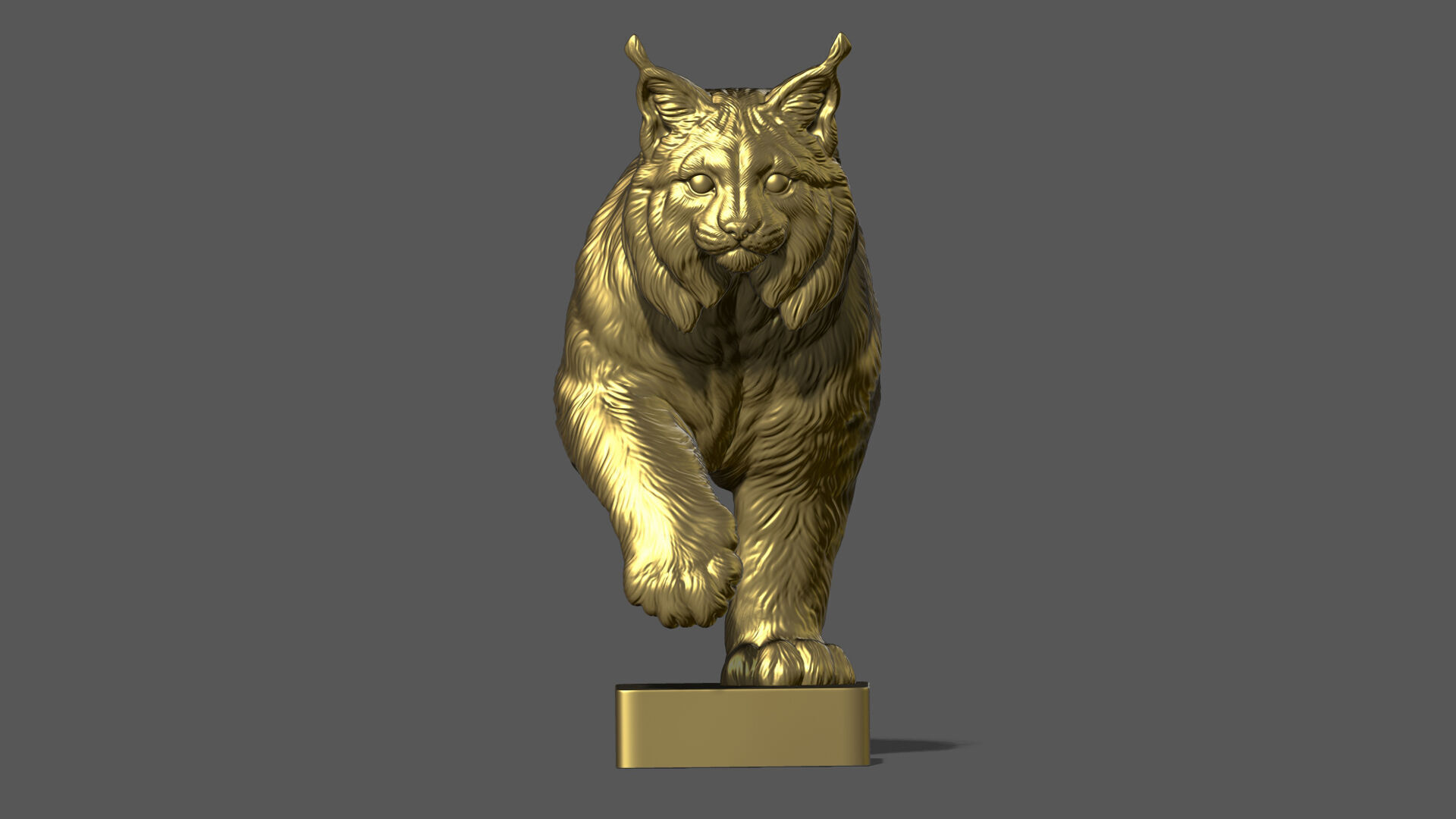 Lynx walking bust 3D print model_4