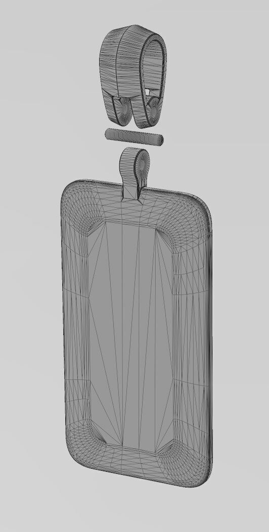 Rounded rectangular dogtag pendant with bail 3D print model_12