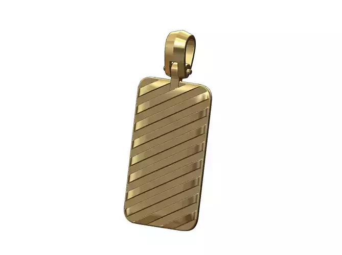 Carved strips rectangular dogtag pendant with bail