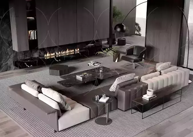 WABI SABI STYLE 3D MODELS  LIVING ROOM 