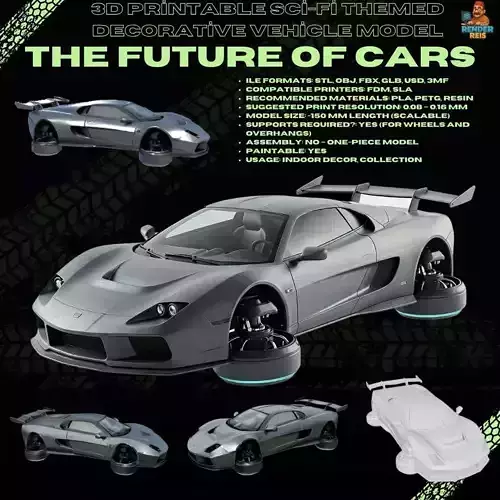 3D Printable Futuristic Sci-Fi Hover Vehicle Model 3D print model