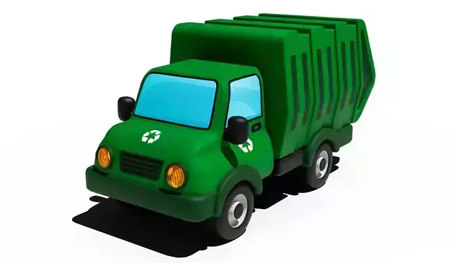 Cartoon Garbage Truck Low-poly 3D model