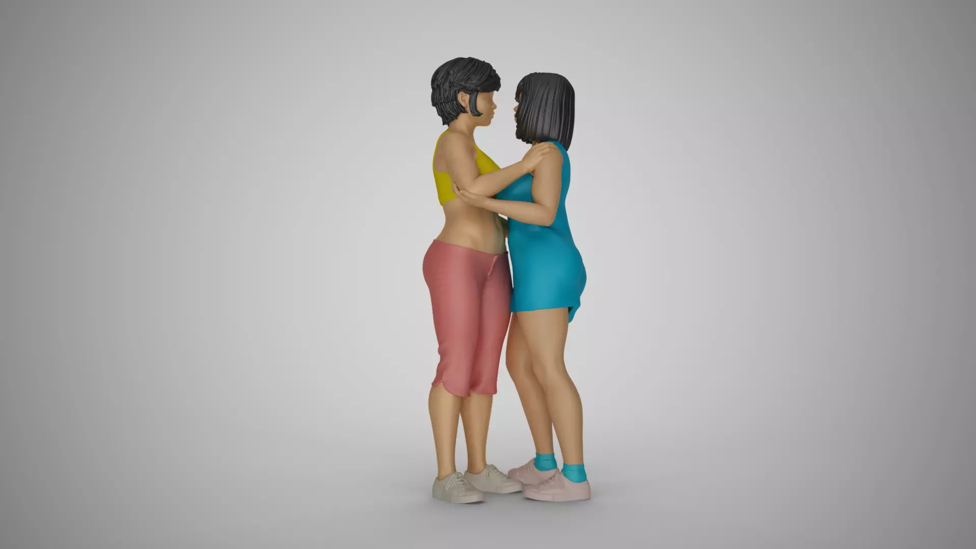 Girls Hugging 2 3D print model