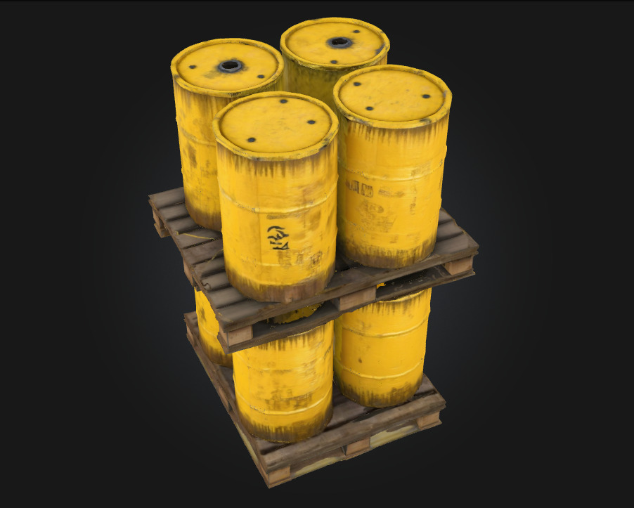Radioactive Barrels on Pallet  Hazardous Cargo for High Stakes  3D model_2