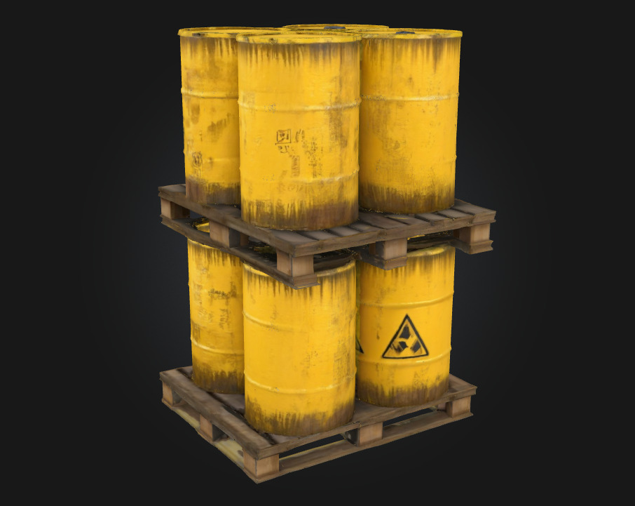 Radioactive Barrels on Pallet  Hazardous Cargo for High Stakes  3D model_5