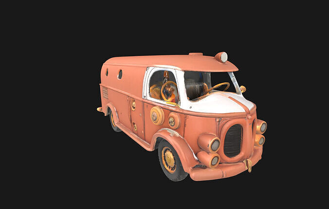 Steampunk Van 3D Model RetroFuturistic Victorian Era Low-poly 3D model