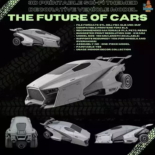 3D Printable Futuristic Anti Gravity Vehicle Model 3D print model