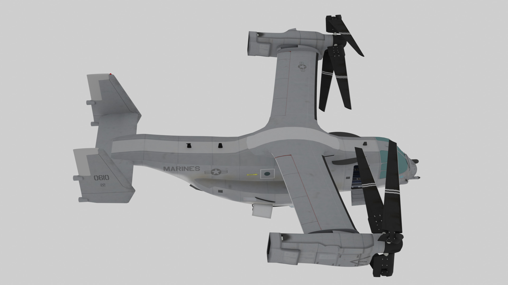 Bell Boeing V 22 Osprey Rigged Animated Tiltrotor Aircraft  3D model_4