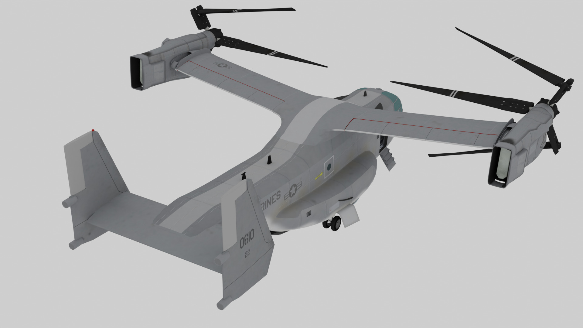 Bell Boeing V 22 Osprey Rigged Animated Tiltrotor Aircraft  3D model_1