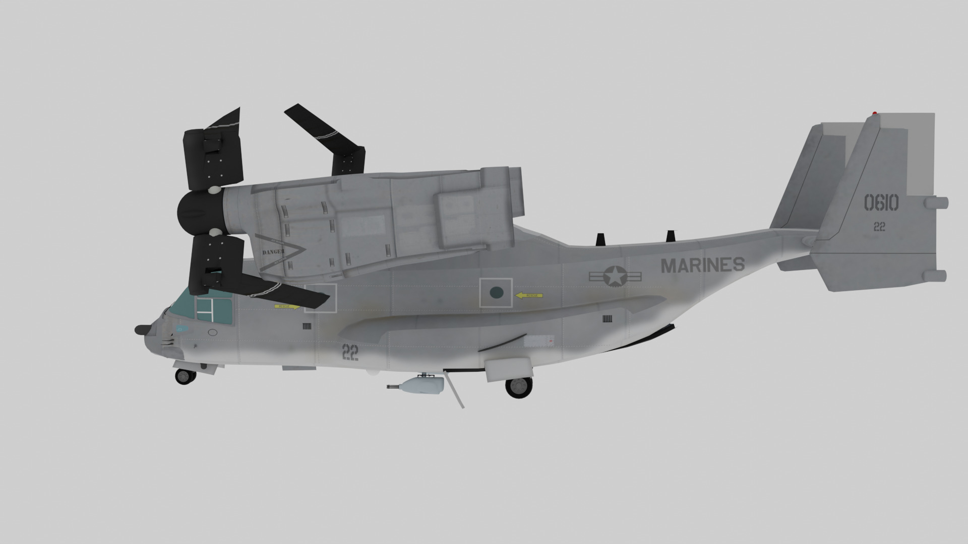 Bell Boeing V 22 Osprey Rigged Animated Tiltrotor Aircraft  3D model_2