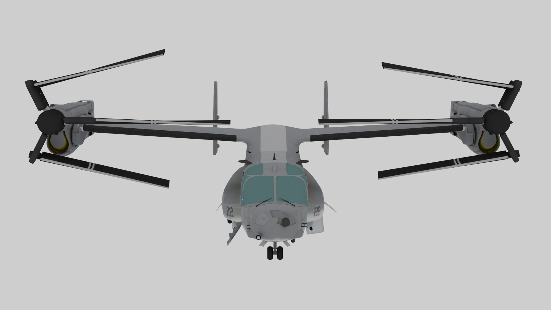 Bell Boeing V 22 Osprey Rigged Animated Tiltrotor Aircraft  3D model_3