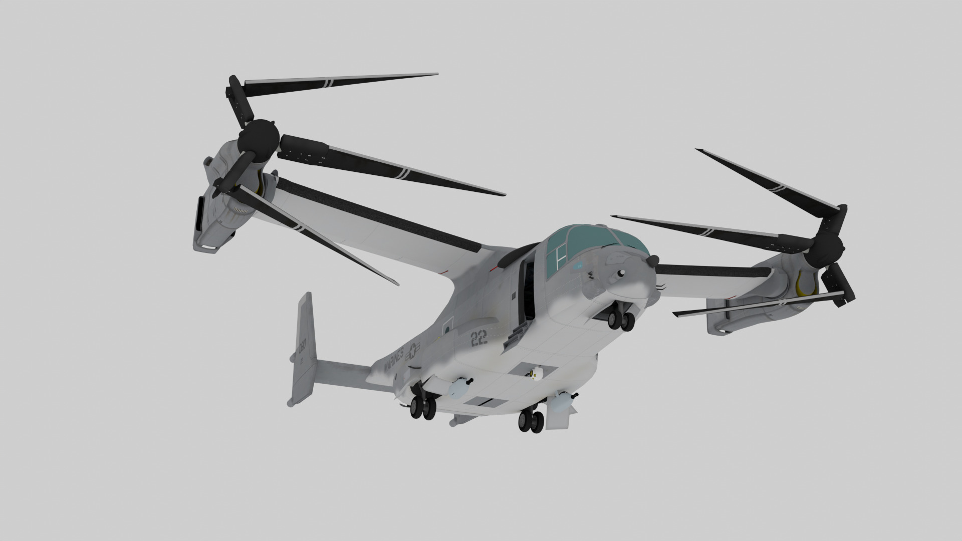 Bell Boeing V 22 Osprey Rigged Animated Tiltrotor Aircraft  3D model_5