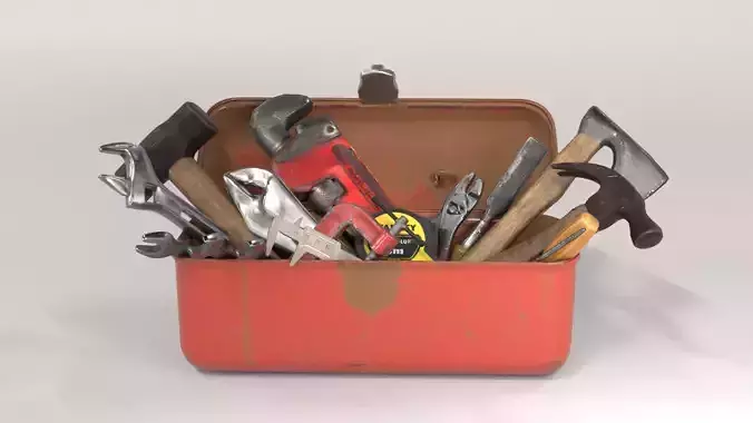 Toolbox with 14 Realistic Hand Tools  PBR 4K Textures