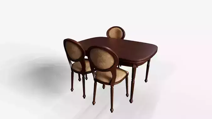 Antique Dining Table with Upholstered Chair