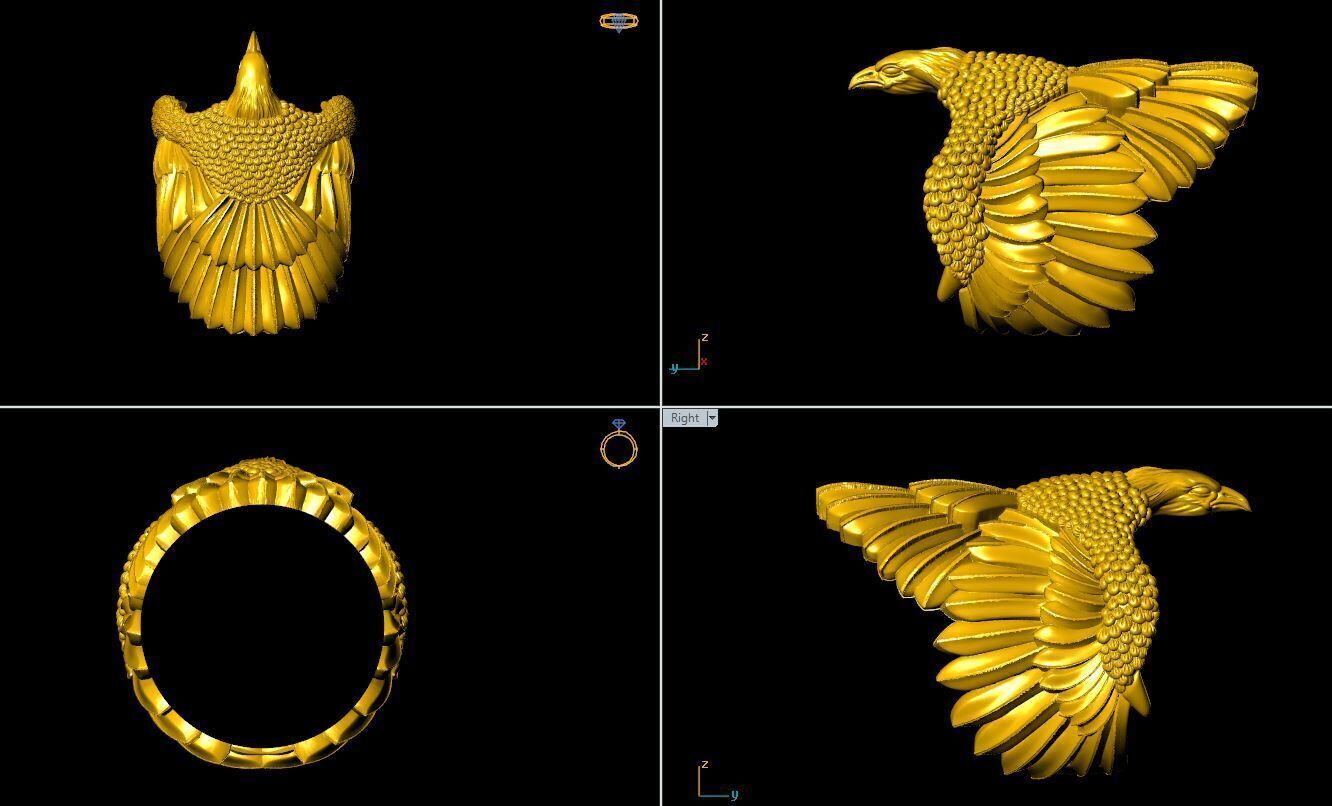 Eagle ring 3D model_2