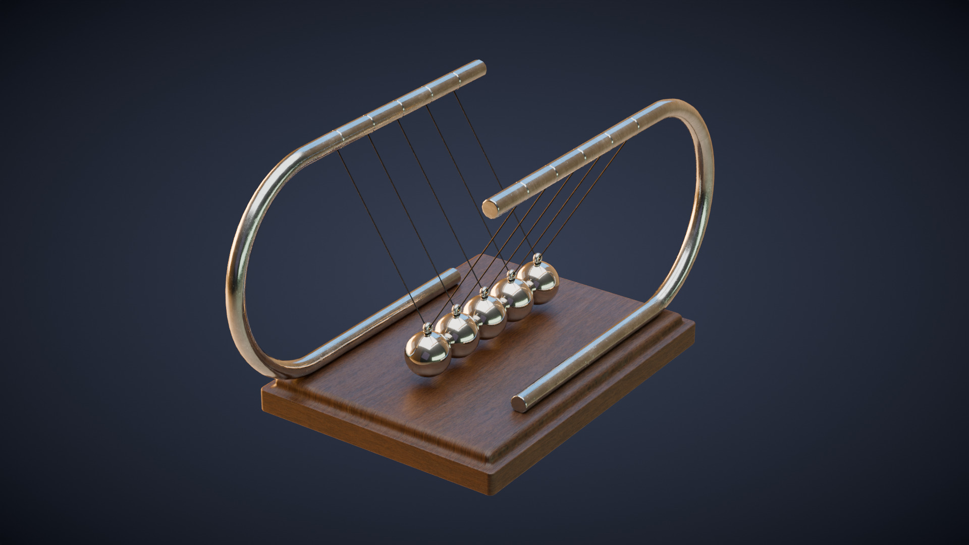 Newtons Cradle Low-poly 3D model_6
